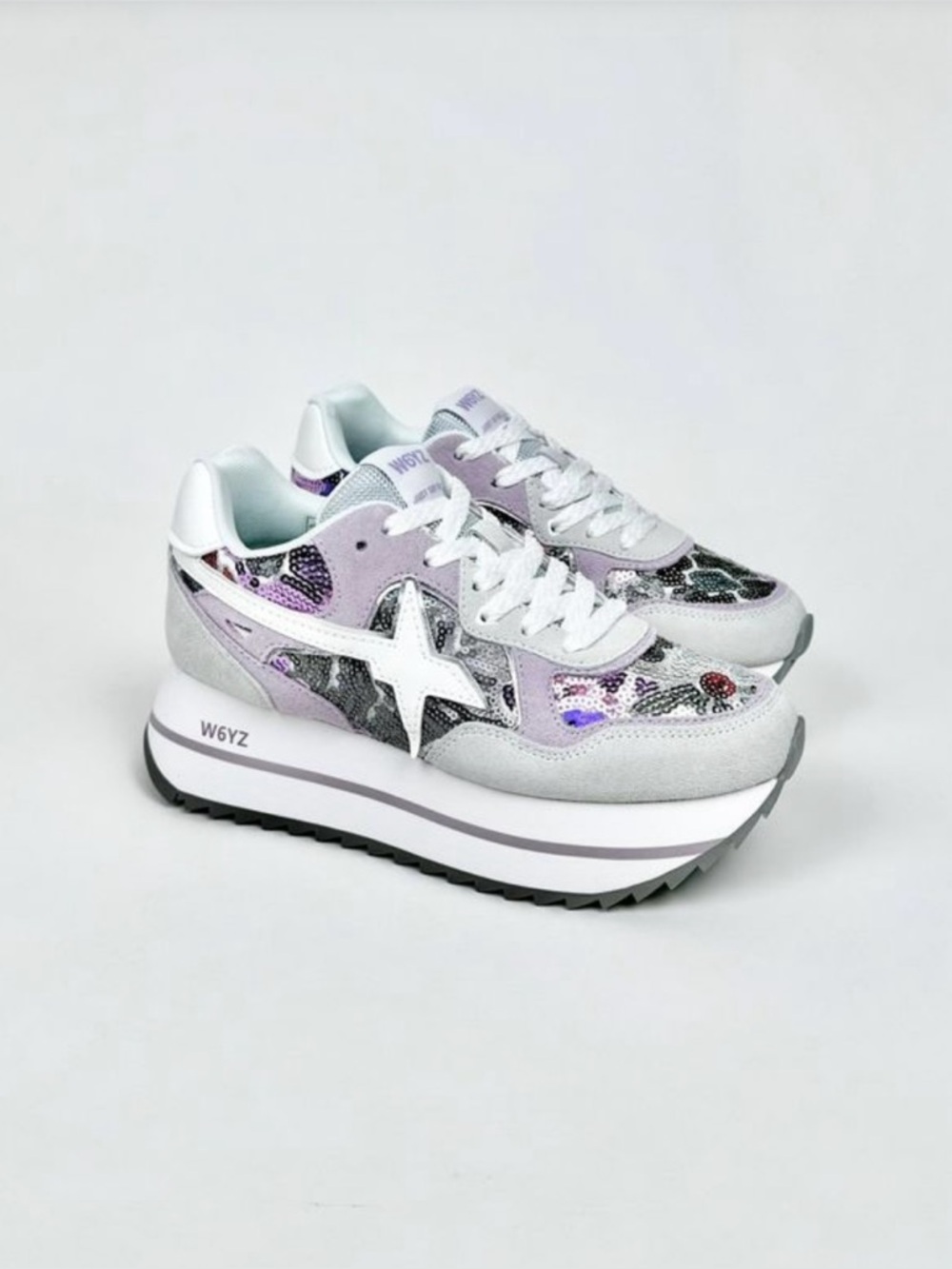 NWT W6yz Wizz Deva Grey Lilac Platform Sneakers Women Sz 7,5